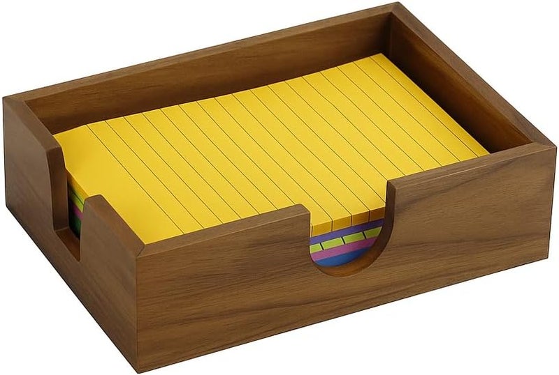 MultiBey Walnut Wood Sticky Notes Holder, 4x6 in Self -Sticky Note Memo Holder, Wooden Notepad Holder Dispenser Desk Supplies Desktop Accessories for Office Home School (L) - Image 1